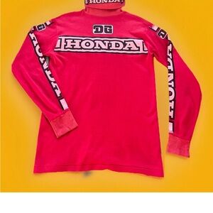 Rare 1970's DG HONDA Motorcycle Motocross Racing Apparel Turtleneck Medium Moto